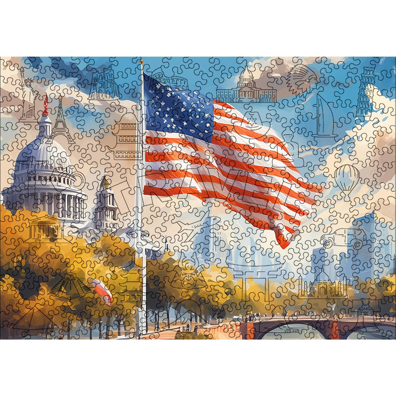 Середній Фігурний Дерев'яний Пазл Woods Story Капітолій L, фото 1