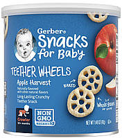 Снеки кільця для прорізування зубів Gerber Teether Wheels від 8 місяців з яблучним смаком, 42 г