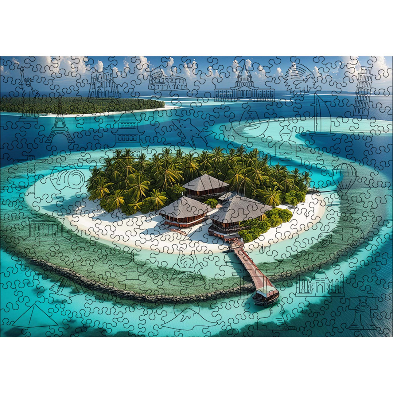 Середній Фігурний Дерев'яний Пазл Woods Story Мальдіви L, фото 1