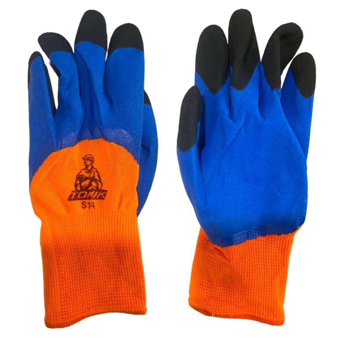 Рукавички Tomik піна (S-14) синьо-жовтогарячі, робочі рукавички