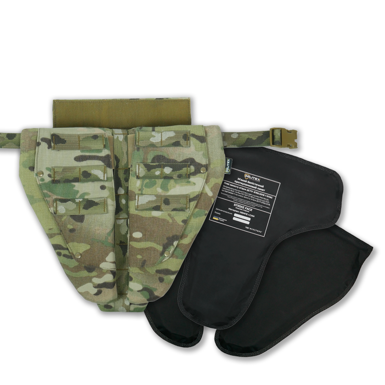 Трійний баллістичний напашник захист паха Militex з пакетом 1 класу, Cordura USA, міцний, мультикам, фото 1