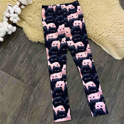 Дитячі легінси чорно-рожеві кошенята Five Stars 10820-128p, фото 1