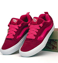 Жіночі кеди Vans KNU Skool літні весна-літо низькі замшеві рожеві. Підліткові кеди ванс олд скул, венси