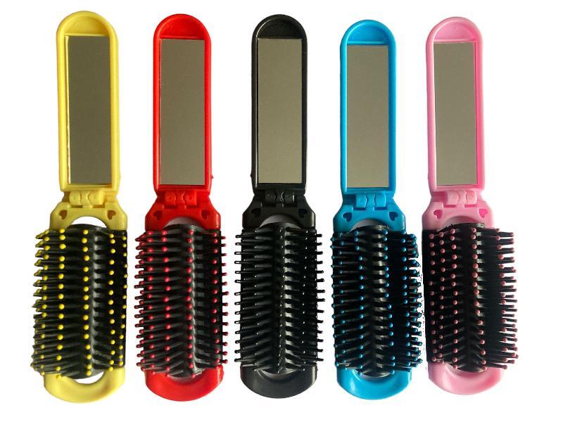 Гребінець масажний складаний прямий, з дзеркалом, фото 1