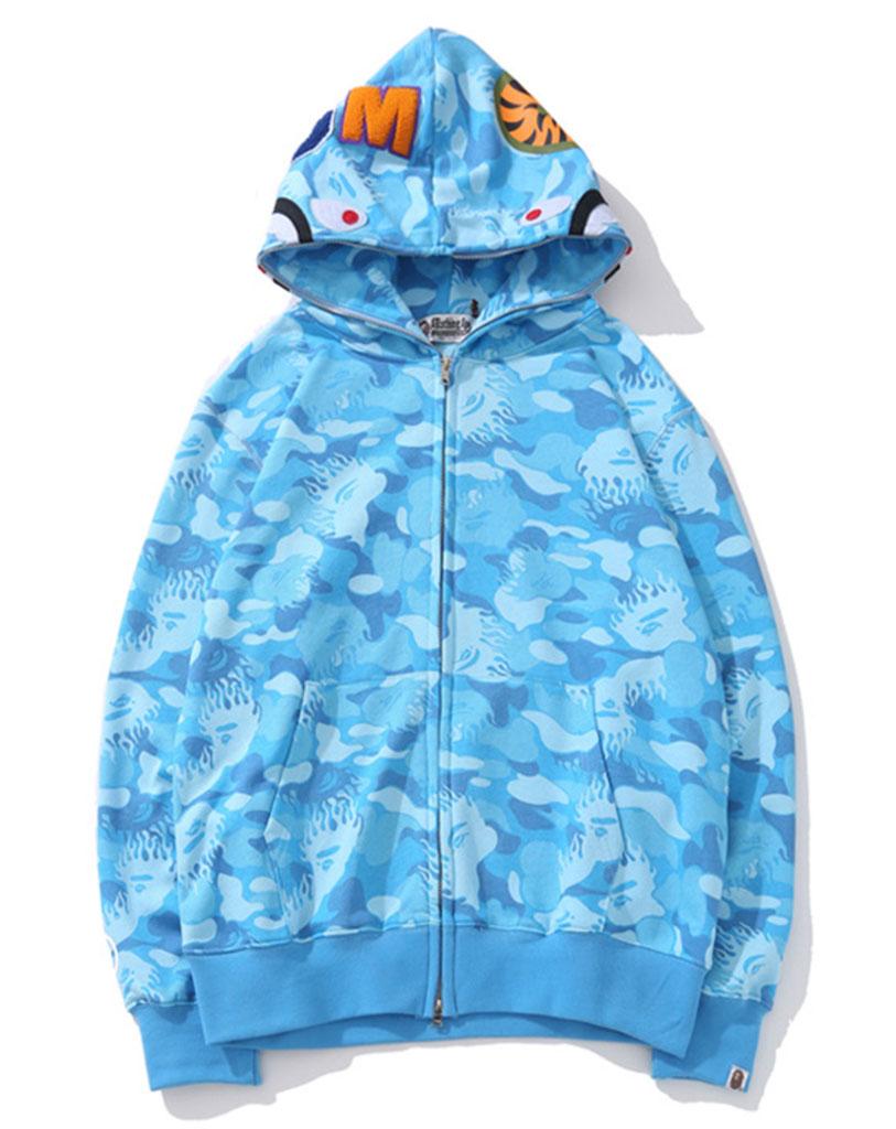 Толстовка Bape A Bathing Ape Shark Blue Camo Full Zip Womens Hoodie