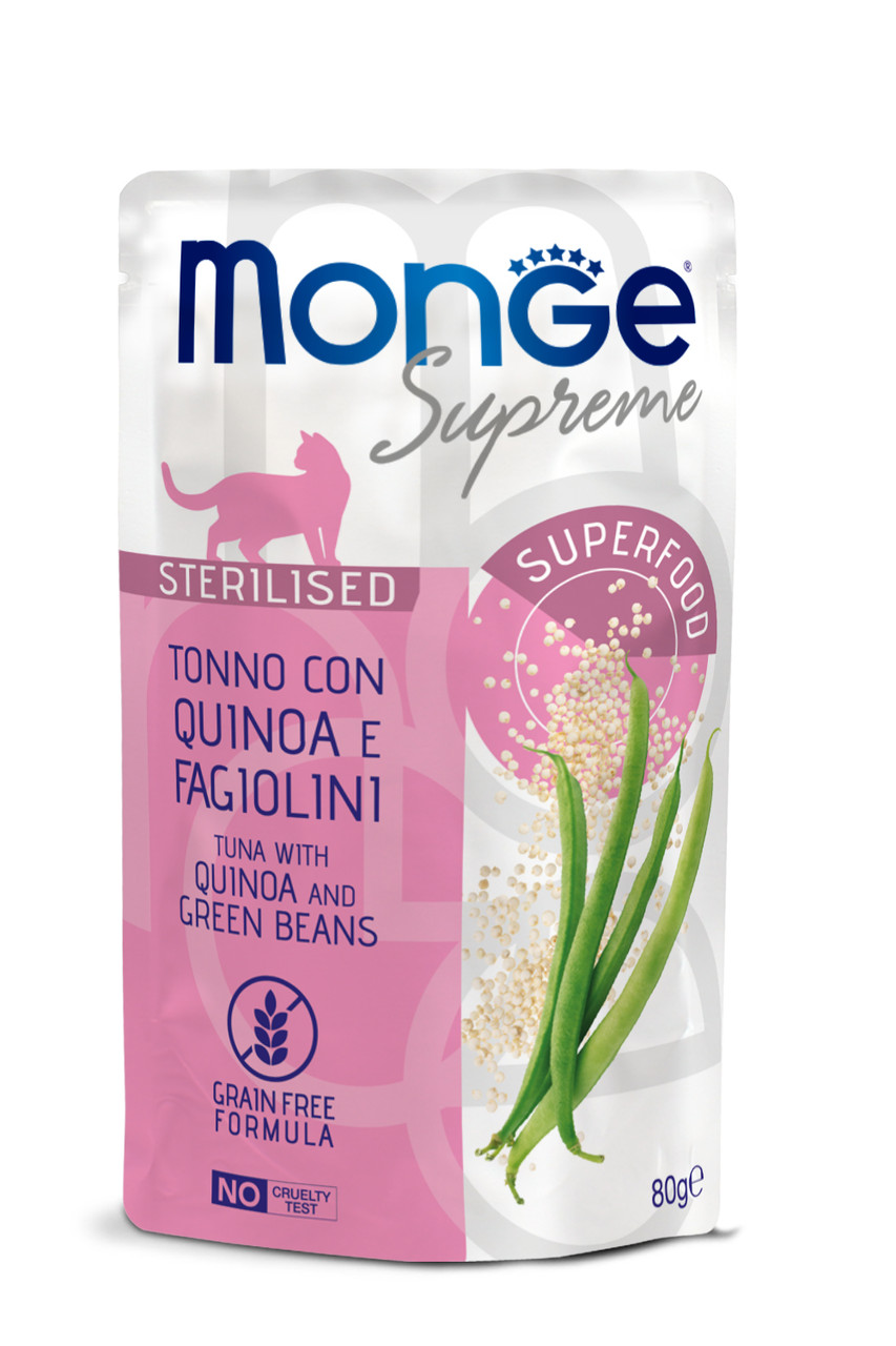 MONGE CAT Supreme Sterilised тунeць з кіноа та стручковою квасолею, фото 1