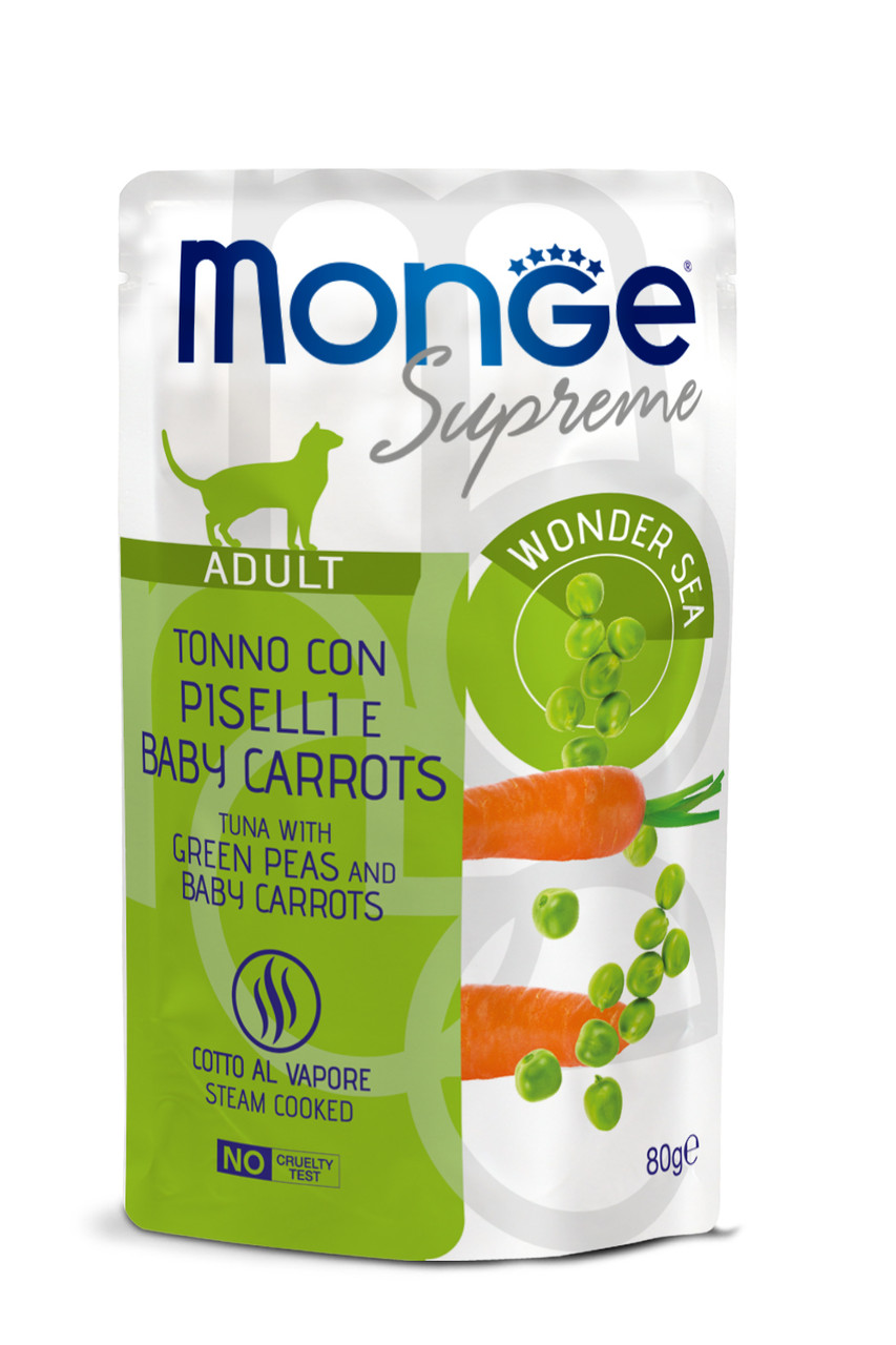MONGE CAT Supreme Adult тунeць із зеленим горошком та молодою морквою