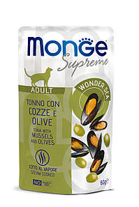 MONGE CAT Supreme Adult тунeць з мідіями та оливками