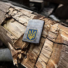 Запальничка бензинова Україна 🇺🇦 №4483 Герб Чорна Глянець