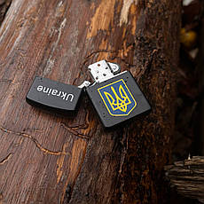 Запальничка бензинова Україна 🇺🇦 №4483 Герб Чорна Матова