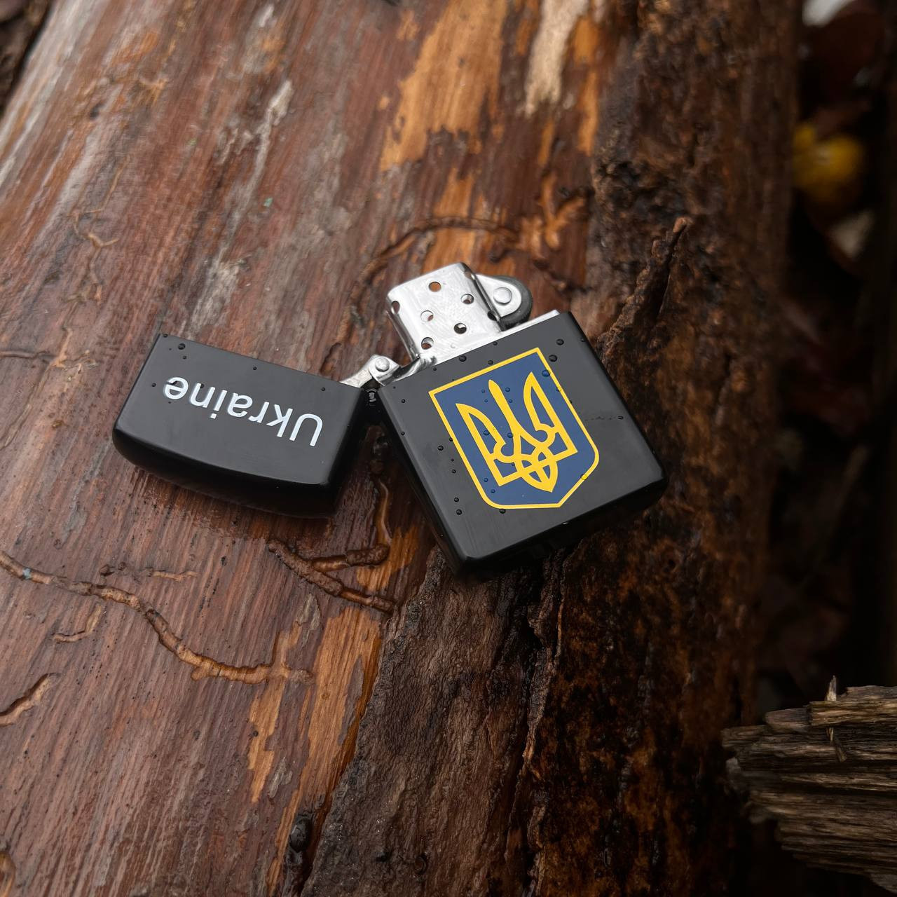 Запальничка бензинова Україна 🇺🇦 №4483 Герб Чорна Матова, фото 1