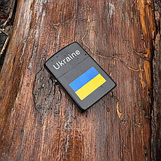Запальничка бензинова Україна 🇺🇦 №4483 Прапор Чорна Матова