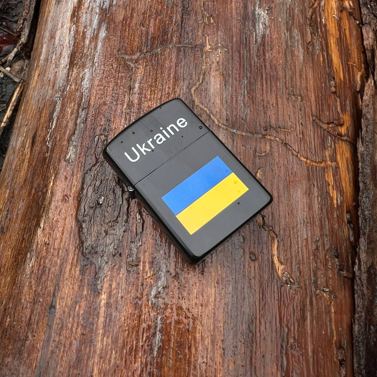 Запальничка бензинова Україна 🇺🇦 №4483 Прапор Чорна Матова, фото 1