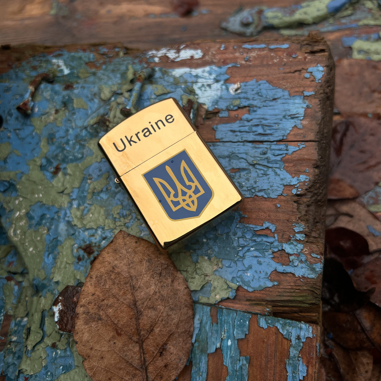 Запальничка бензинова Україна 🇺🇦 №4483 Герб Золото, фото 1