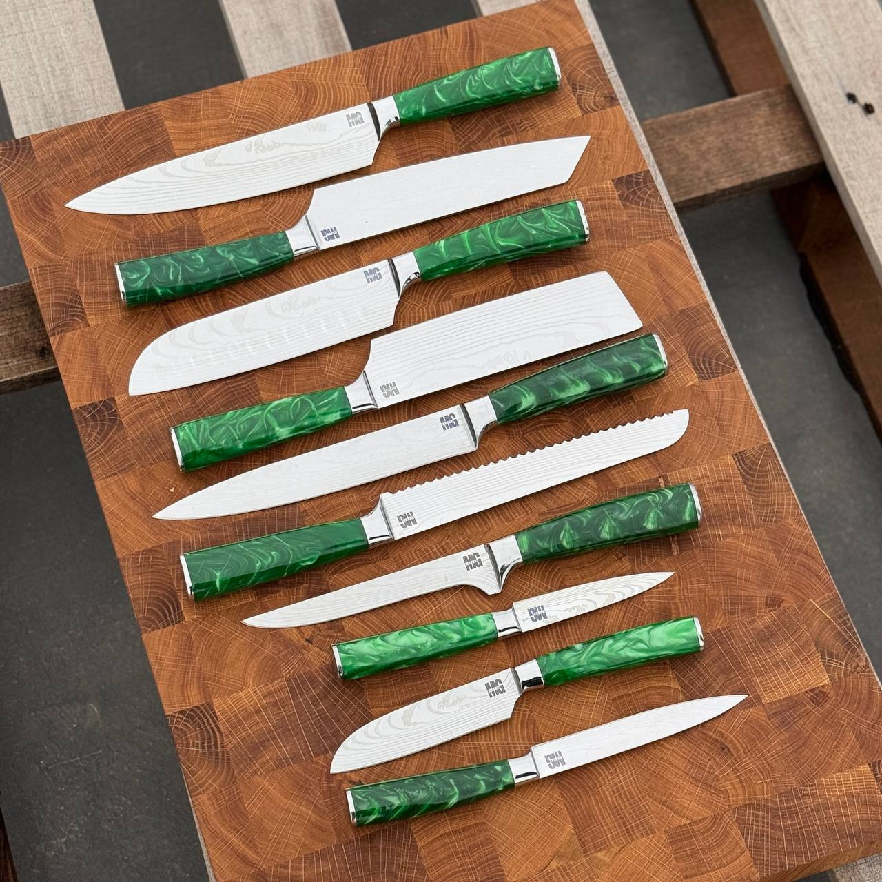 Набір кухонних ножів MAGURA Kitchen 10в1 Green, фото 1