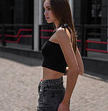 Жіночий літній топ на бретелях - зав'язках з принтом, фото 5