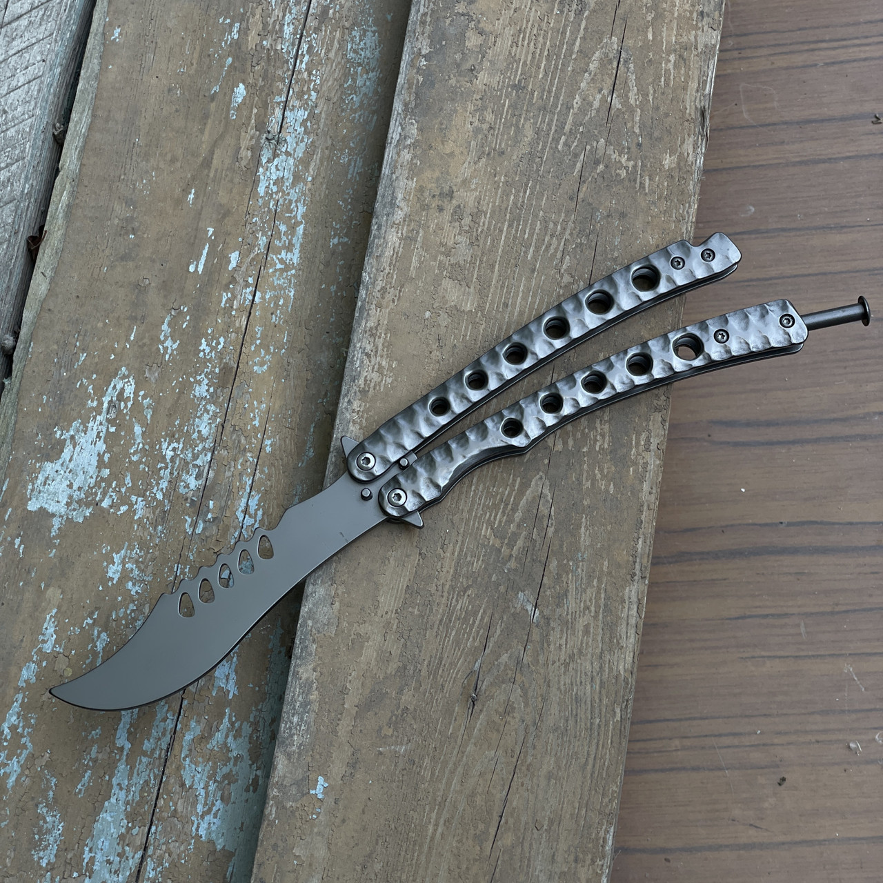 Ніж метелик вигнутий (Тренувальний) Grey, фото 1