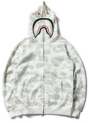 Толстовка Bape A Bathing Ape Shark White Camo Full Zip Womens Hoodie