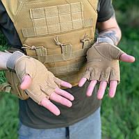 Рукавиці тактичні з захистом на п'ясток. Койот. Відкриті пальці M, фото 1