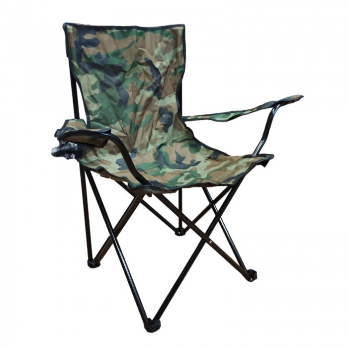 Стілець розкладний зі спинкою Camping quad chair HX 001 павук із підсклянником і чохлом Темний камуфляж