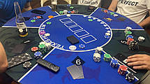 Сукно для гри в покер Poker Premium кругле 120 см, синій/чорний, фото 6