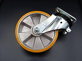 Колесо 200 мм, навантаження 800 кг, алюміній/поліуретан з поворотним посиленим кронштейном