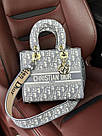 Жіноча сумка Крістіан Діор сіра Christian Dior Grey Medium Lady D-Lite Bag, фото 4