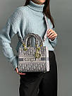 Жіноча сумка Крістіан Діор сіра Christian Dior Grey Medium Lady D-Lite Bag, фото 5