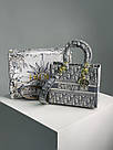 Жіноча сумка Крістіан Діор сіра Christian Dior Grey Medium Lady D-Lite Bag, фото 9