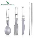 Ланч бокс з титану Keith 1000 мл + набір столових приладів з титану, фото 4