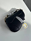 Жіноча сумка Крістіан Діор чорна Christian Dior Black Saddle Bag With Strap, фото 8