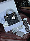 Жіноча сумка Крістіан Діор чорна Christian Dior Black Small Lady Dior My ABCDIOR, фото 3