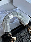 Жіноча сумка Крістіан Діор чорна Christian Dior Black Small Lady Dior My ABCDIOR, фото 4