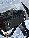 Жіноча сумка Крістіан Діор чорна Christian Dior Black Small Lady Dior My ABCDIOR, фото 7