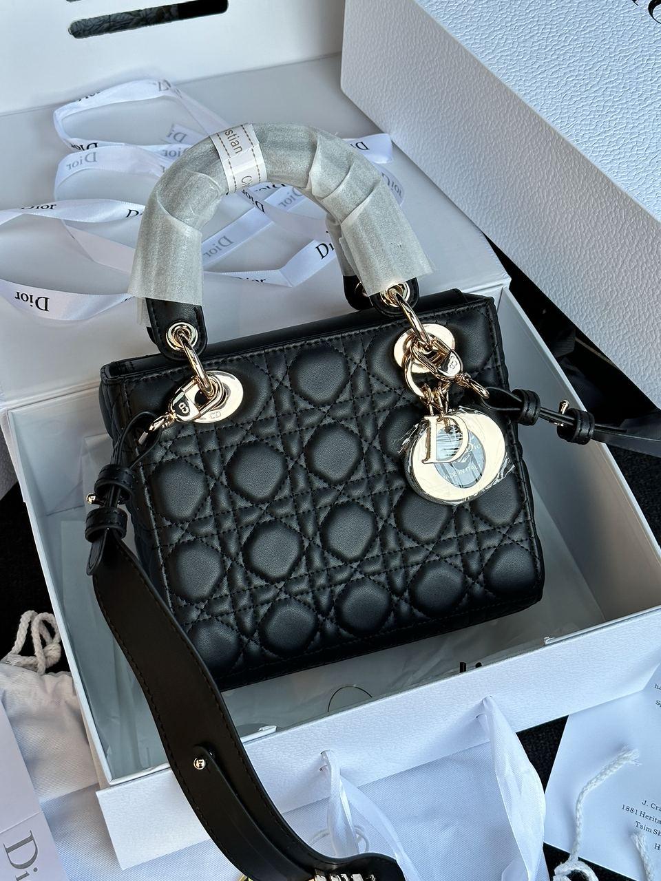 Жіноча сумка Крістіан Діор чорна Christian Dior Black Small Lady Dior My ABCDIOR, фото 1