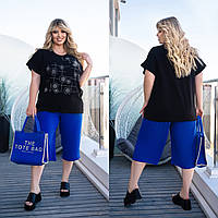 Повсякденний літній костюм великих розмірів: футболка + шорти (р.48-62). Арт-2178/42