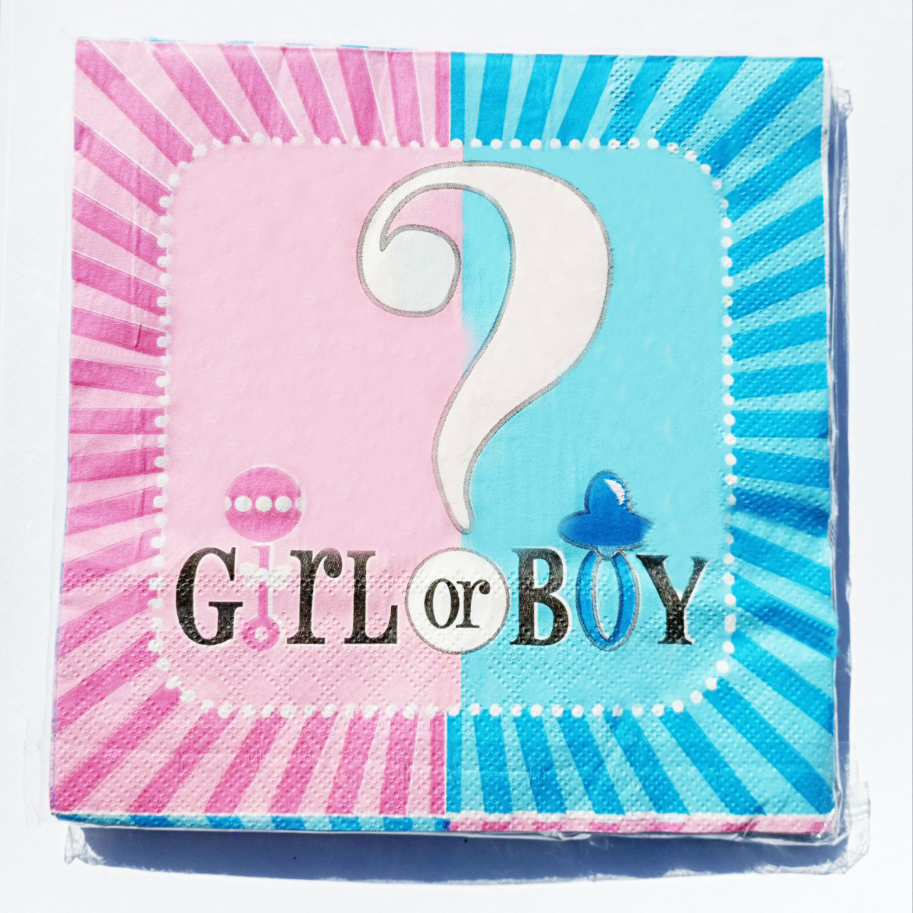 Серветки святкові Girl or Boy 15шт | Рожевий Блакитний