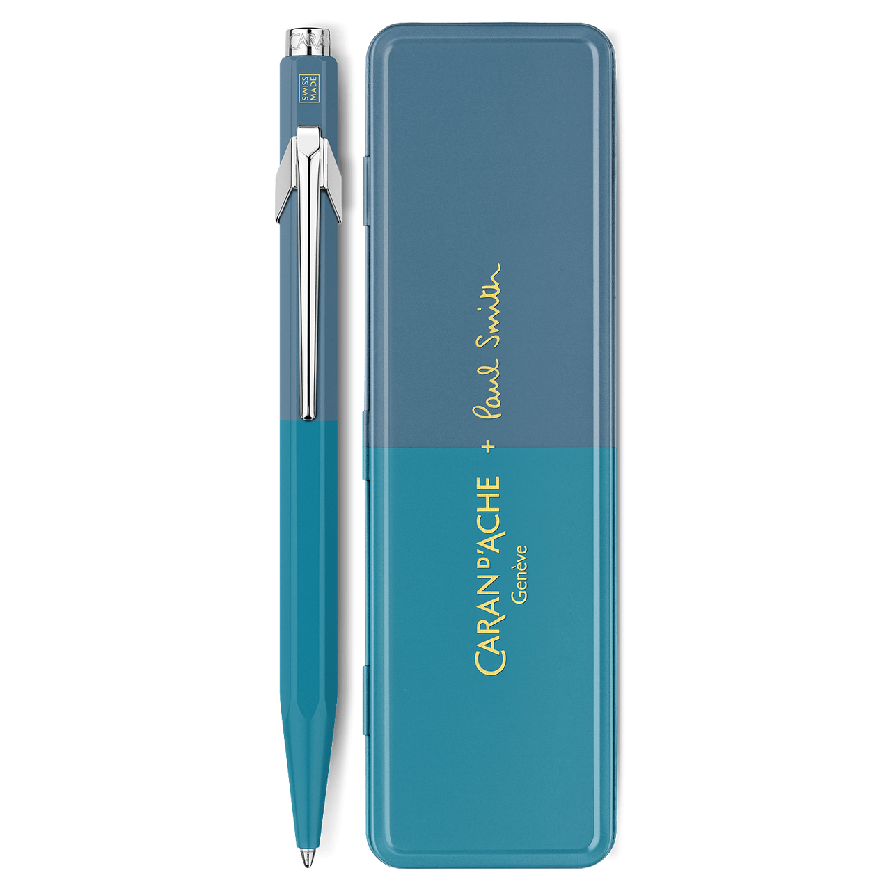 Ручка Caran d'Ache 849 Paul Smith Cyan Blue & Steel Blue + пенал NM0849.342 (7630002353281)