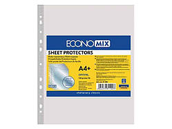 Файли 100шт для документів А4 Crystal, фактура глянець (шт/уп) E31102 30мкрн ТМ ECONOMIX