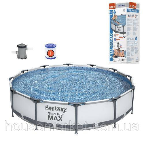 Каркасний басейн Bestway 56416 366*76 см. 6473 л, фільтр-насос 1250 л/год - фото 1 - id-p2248351551