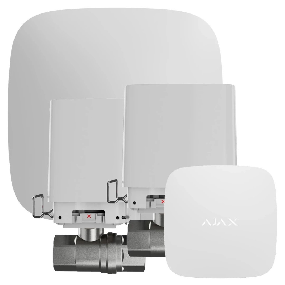 Система захисту від протікання Ajax з 2 кранами WaterStop 1/2" Ajax Hub2 (біла)