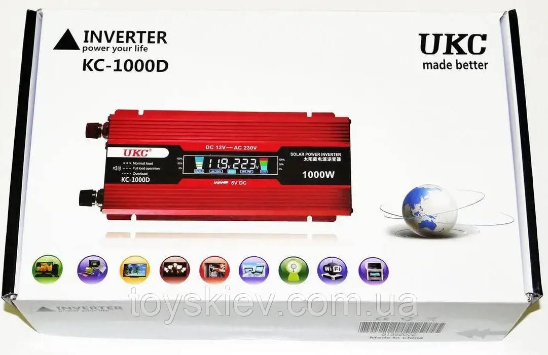Перетворювач AC/DC KC-1000D 1000W 12 V + lcd / 2812