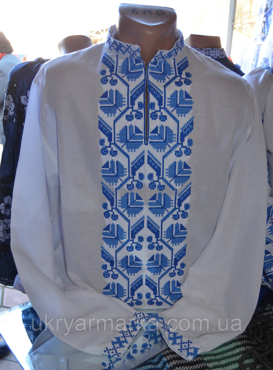 Вишита чоловіча сорочка "Синя птаха"