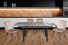Стіл обідній розкладний керамічний стільниця ASHWOOD DT-2402B Grey glossy ceramics Evrodim, фото 4