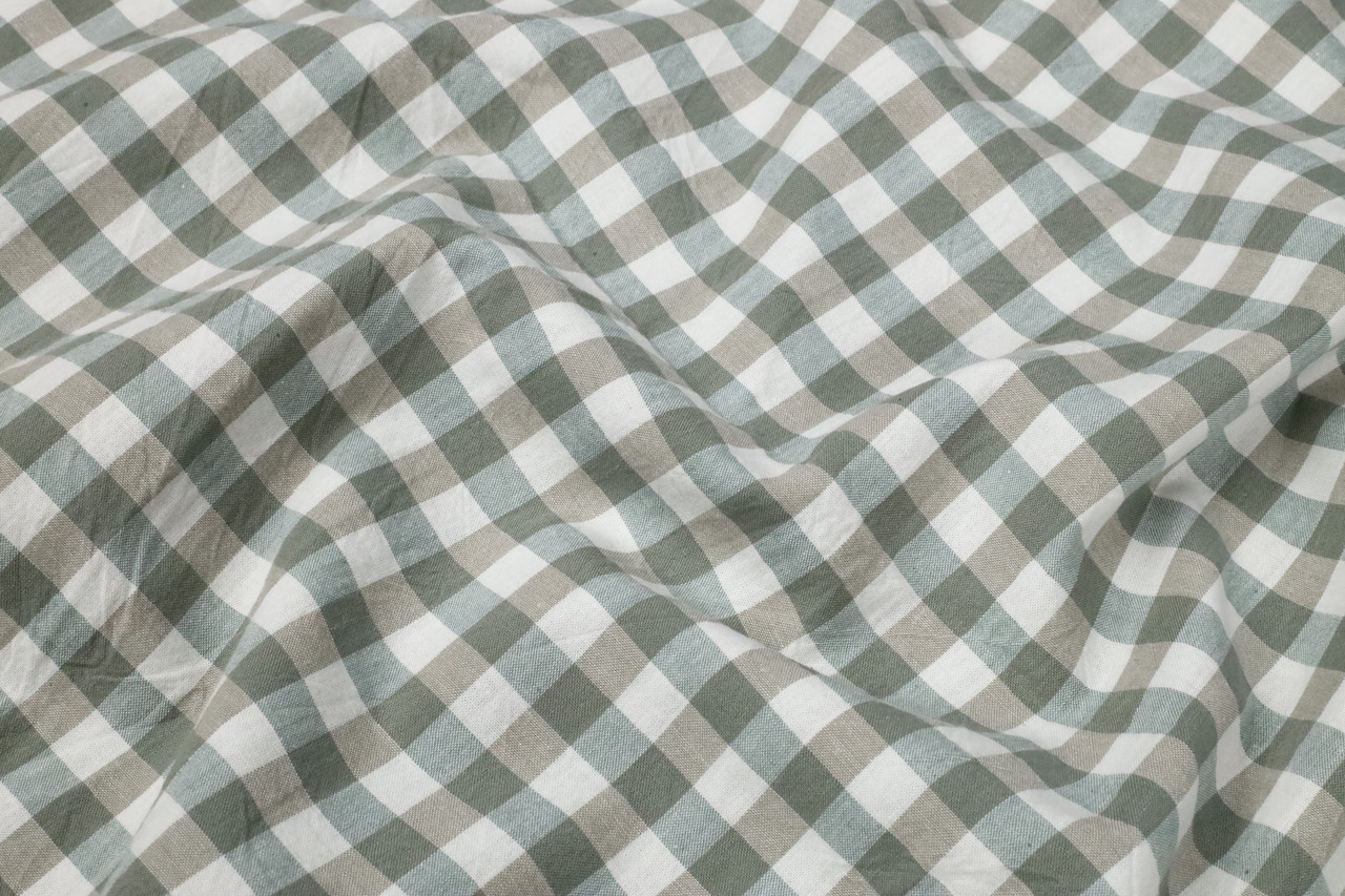Відріз Washed cotton Клітинка зелена 40х250 см
