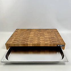 Доска разделочная профессиональная торцевая с гастроемкостью 60х40х7,5 см DS8