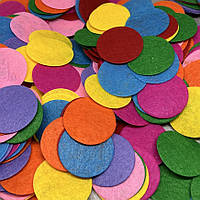 Фетрові кружечки 4 см, товщіна 1 мм, колір мікс, упаковка 50 шт, Різнокольоровий