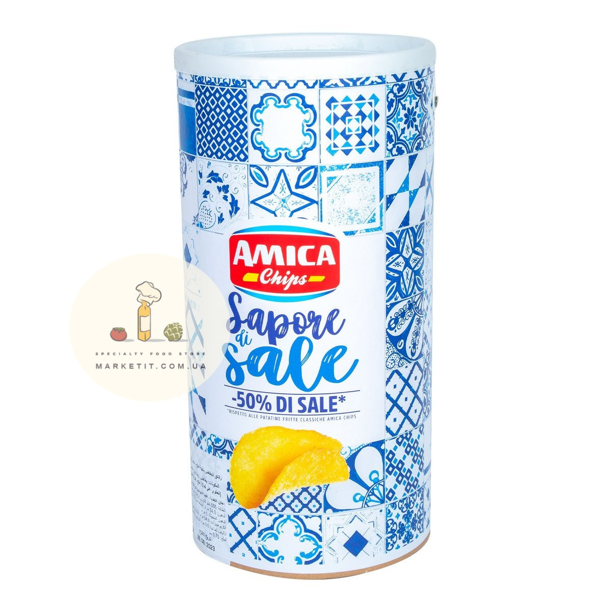 Чипси картопляні Amica Chips Sapore di Sale, МЕГА бокс на велику компанію, слабосолені 325 г., фото 1