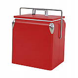 Портативний туристичний стальний холодильник в ретро стилі 13 л ESTI&ESTA CM-3200-A-MP червоний автохолодильник, фото 4