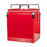 Портативний туристичний стальний холодильник в ретро стилі 13 л ESTI&ESTA CM-3200-A-MP червоний автохолодильник, фото 6